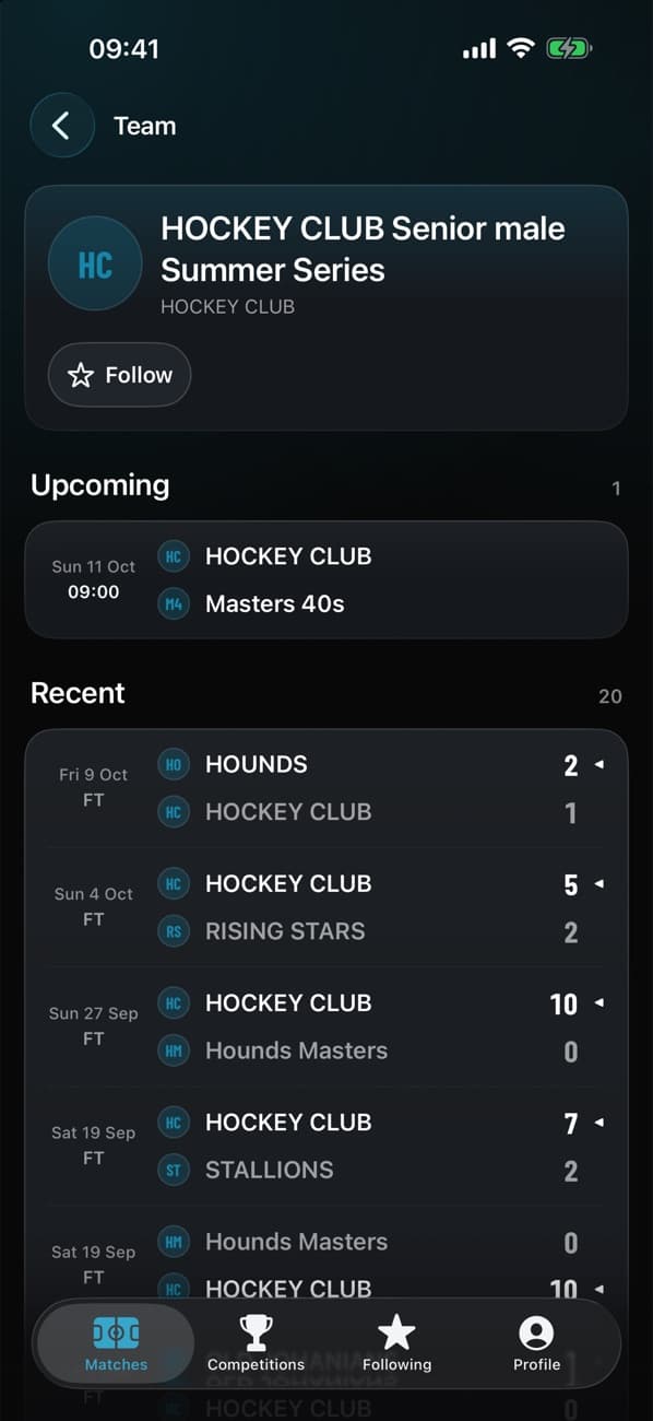 Team page in the Apex app